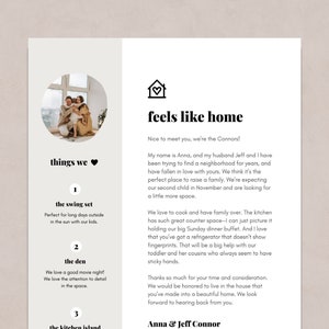 Home offer letter, buyer offer letter for a letter to seller we love your home real estate letter. Editable home buyer personalized letter image 1