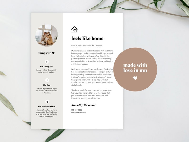 Home offer letter, buyer offer letter for a letter to seller we love your home real estate letter. Editable home buyer personalized letter image 5