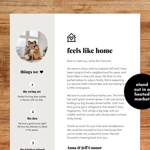 Carta al vendedor, modelo de carta de oferta de vivienda. Carta de oferta de casa editable de bienes raíces, carta al vendedor de la casa. Estimado vendedor carta de comprador de vivienda