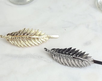 Gold Leaf Hair Clip, Silver Leaf Hair Clip with Magnetic Clip & Crystal touch , Hair Clips for Women, Hair Accessories