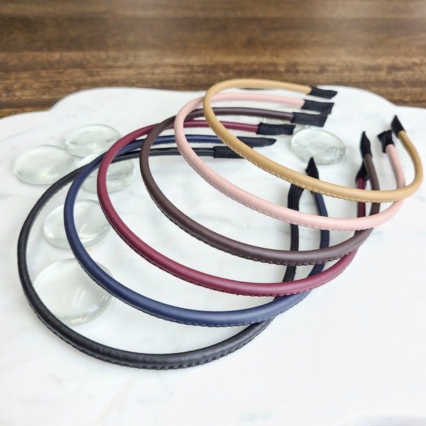 Thin Leather Headband Etsy