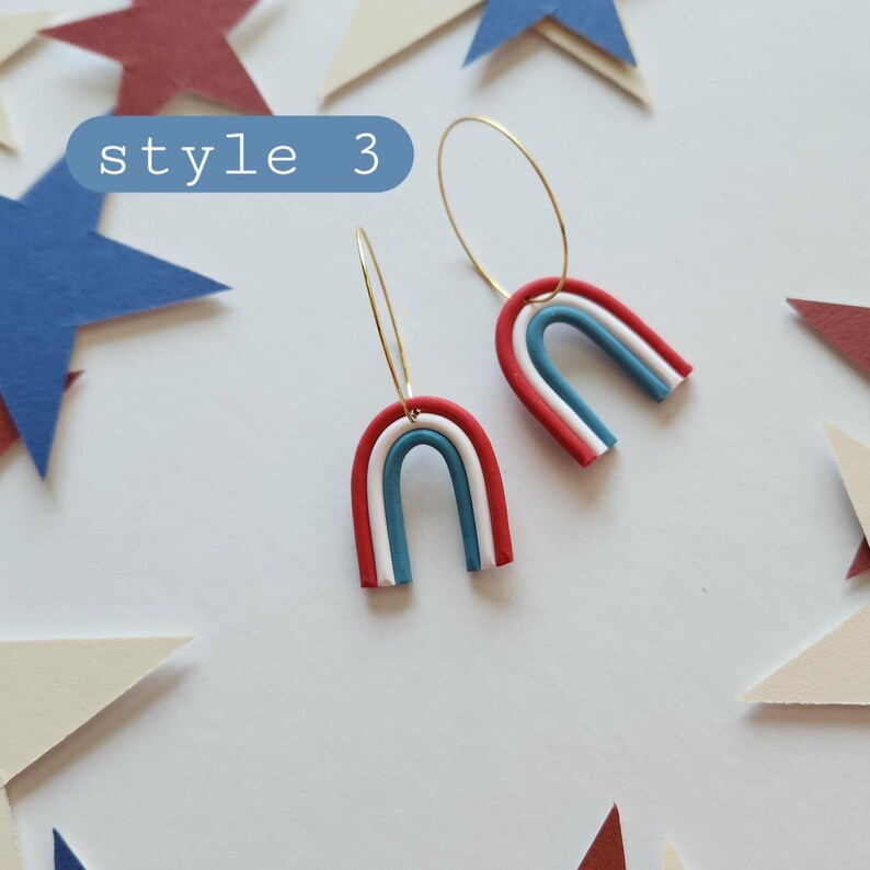 Handmade Polymer Clay Earrings: Patriotic Stars, Cherries, Flowers (Nickel Free) image 4