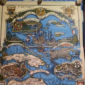 Vintage nós. litografia das ilhas virgens