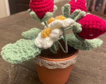 Crochet Potted Flower Gift Desk Accessory Handmade Cute