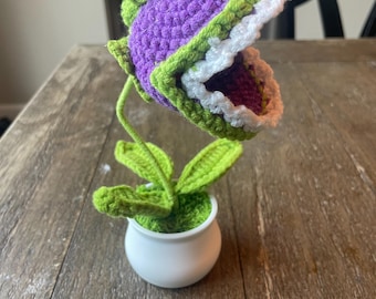 Crochet Purple Piranha Plant Cute Desk Accessory Gaming Character
