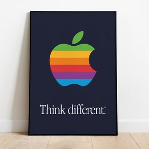 Apple &quot;Think different.&quot; Poster Digital Download 1997 Logo Retro 200 g/m2 DIN A4-A0 NEW
