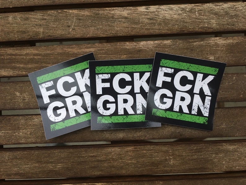 FCK GRN Grunge Aufkleber Sticker Set Anti Gegen Grüne Baerbock Habeck Bild 3