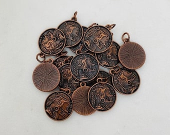 Rustic Copper Coin Charm Pendant