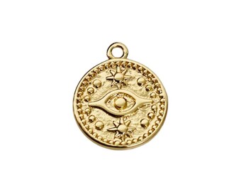 Gold Evil Eye Coin Pendant