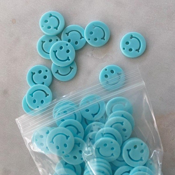 Sky Blue Acrylic Smiley Face Charm