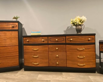 Refinished Vintage Mid-Century Modern Dresser Set