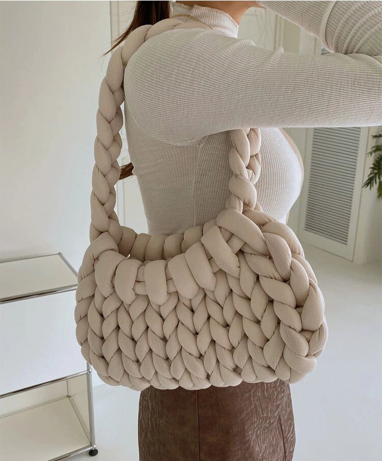 Soft Knitted Weaved Chunky Yarn Over the Shoulder Bag Etsy