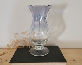 Vintage Lenox Vase, Crystal Floral Etched Luster Blue Vase, Vintage Clear Crystal Décor, Vintage Home Décor, Spring Home Décor