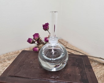 Vintage Clear Glass Perfume Bottle, Boudoir Decor, Makeup Vanity Decor, Orrefors Crystal