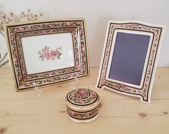 Vintage Wedgwood Clio Pattern Vanity Set | Vintage 90s Wedgwood Bone China Vanity Set | Vintage Wedgwood  Tray, Trinket Box, Picture Frame