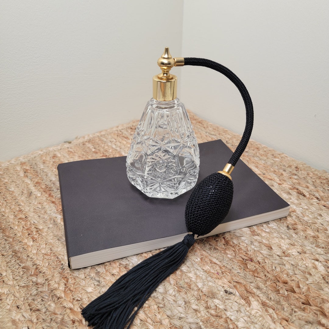 Vintage Clear Glass Diamond Cut Perfume Bottle, Vintage Vanity Decor ...