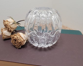 Vintage Clear Crystal Glass Trinket Box, Round Glass Trinket Box, Vintage Glass Nuts Bowl, Glass Candy Dish, Vintage Vanity Décor