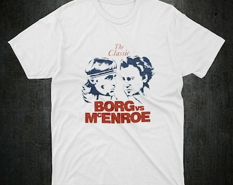 Best verkopende jaren 1980 Bjorn Borg vs John McEnroe Tennis Heavy Cotton Heren Unisex T-shirt Maat VS