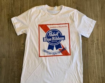 Best verkopende Pabst Blue Ribbon Beer Heavy Cotton Men's Unisex Tshirt Maat Usa