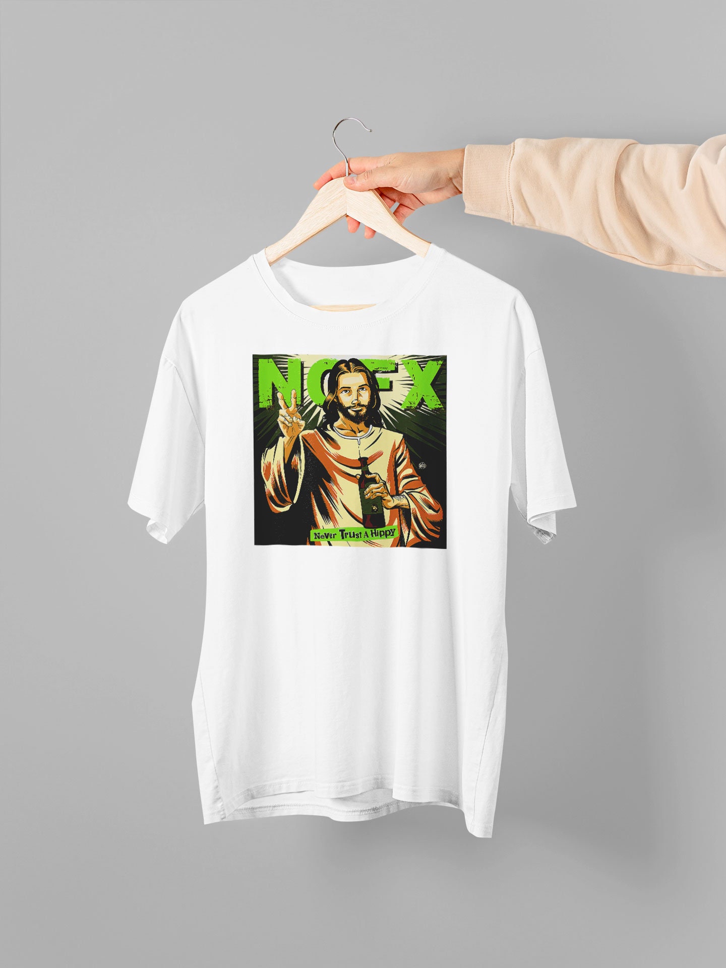 Best Selling NOFX Never Trust A Hippy Hardcore Punk Rock Heavy Cotton Men's Unisex Tshirt Size Usa