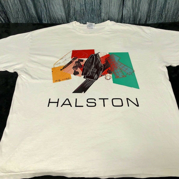 Best Selling Vintage Halston Andy Warhol T-shirt White 1982 studio Heavy Cotton Men's Unisex Tshirt Size Usa