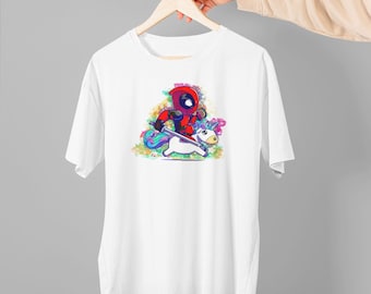 Best verkopende dedpool met een eenhoorn zware katoen heren unisex tshirt, sweatshirt, hoodie maat usa