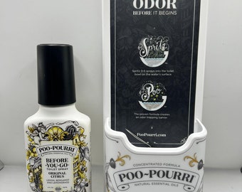 Poo-Pourri Before-You-Go Toilet Spray Original Citrus 118ml with Wall Carry Caddy Room Fresher Bathroom Fresh