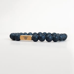 Ava&Imber - Lava Stone Bracelet 8mm - Black Lava Natural Stone Bracelet for Men - Men&#39;s Bracelet Black with Wood