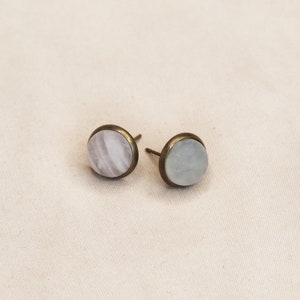 Earrings Feline Rose Quartz 10MM Round Ear Studs in Bronze Stainless Steel Loving and Nurturing Gemstone Earrings for Women and Girls image 2