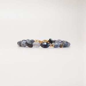 Ava & Imber | Pebble Bracelet Iolite | Organic Beads | Purple Bracelet | Lilac Bead Bracelet | Women&#39;s Adjustable Bead Bracelet