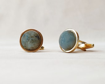 Ava&Imber - Cufflinks Labradorite Gold Plated - Classy Classic Cufflinks for Men - Formal Cuff - Wedding - Groom Gift