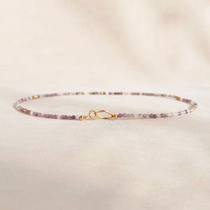 Ava & Imber | Sparkling Amethyst Necklace | Purple Gemstone Necklace | 3mm Faceted Amethyst Women&#39;s Necklace | Subtle Necklace