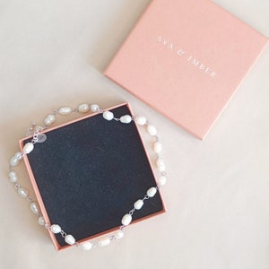 Ava&Imber - Classy Pearl Necklace Silver - 30+5cm Short Gold-Colored Stainless Steel Stainless Steel Necklace Waterproof with Freshwater Pearls, Elegant