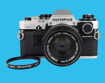 Olympus OM-10 SLR 35mm Film Camera w/ f/1.8 50mm Lens + Manual Adapter