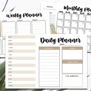 Printable Combo Pineapple Monthly/Weekly/Daily Planner Kit
