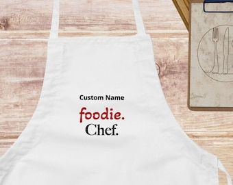 Foodie Gift Apron with Custom Name, Personalized Present for Foodie and Chef