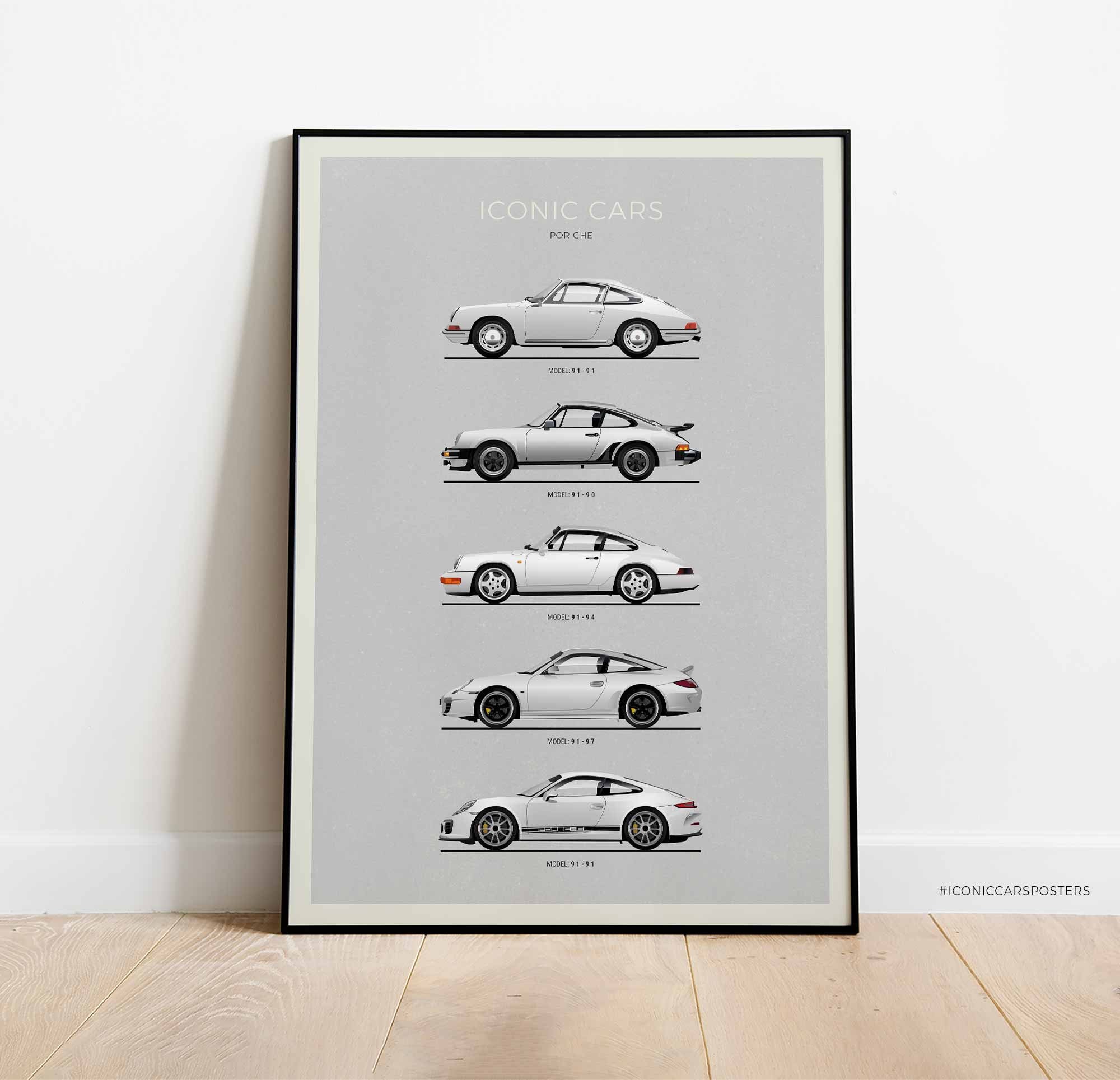 Porsche 911 in LA. Art Print on Aluminum Porsche Garage poster 24x 36