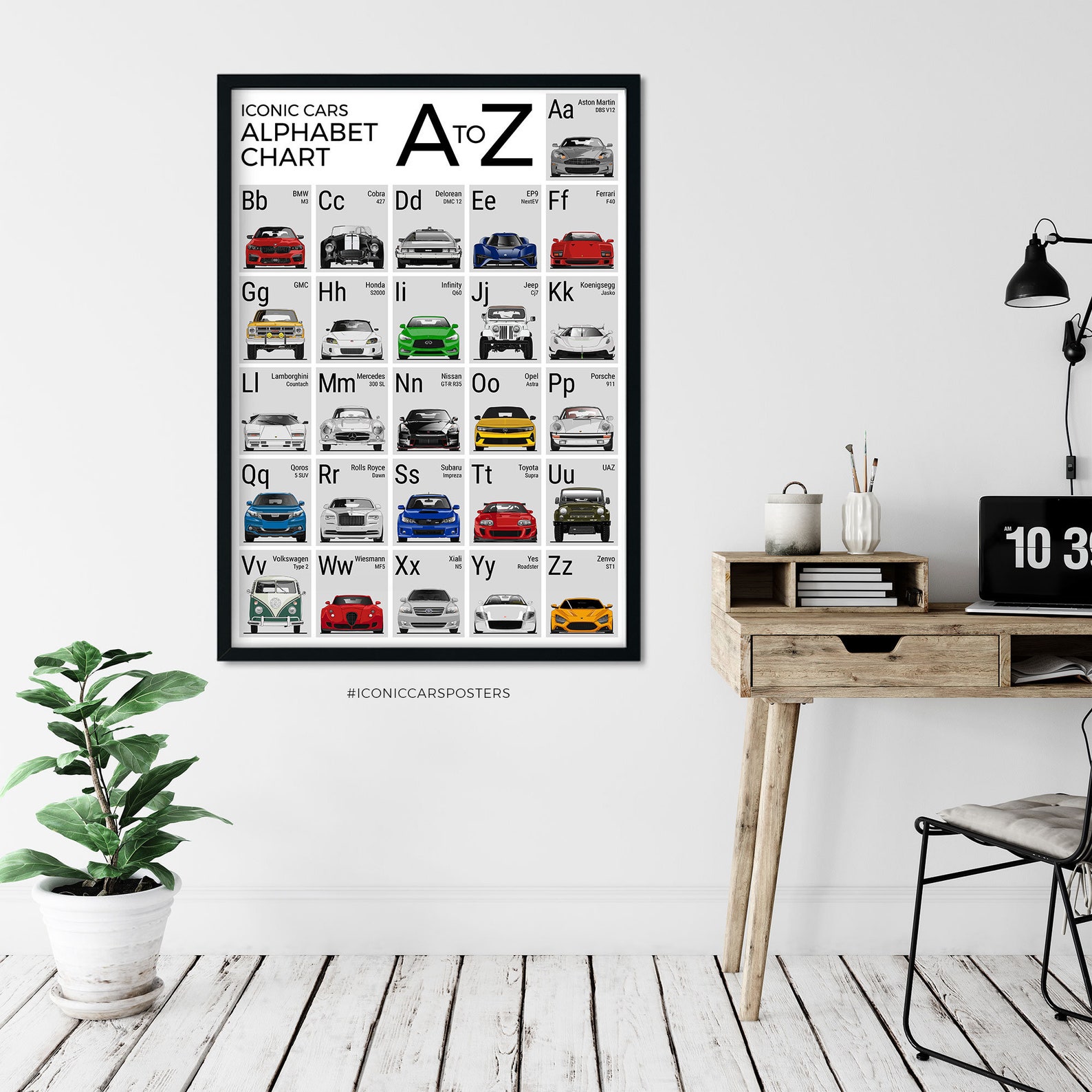 Car Alphabet Poster Nursery ABC Print Wall Art for Kids and Etsy