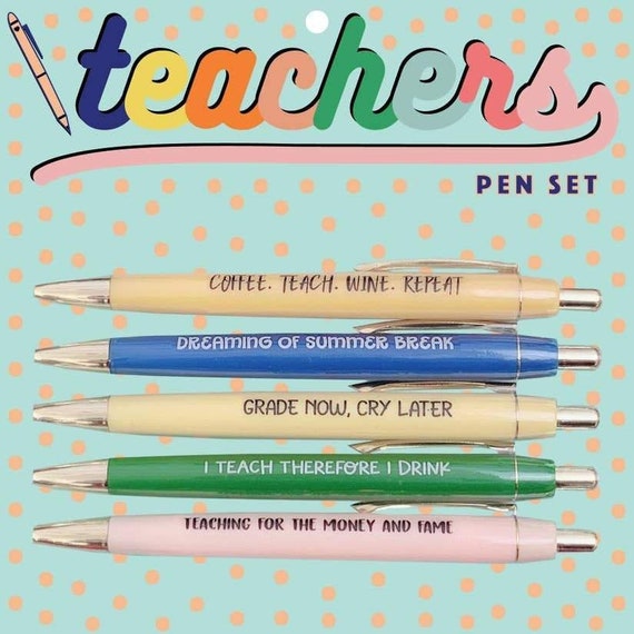 Teachers Pen Set. Funny Novelty Ballpoint Pen Set. Gifts. Humor
