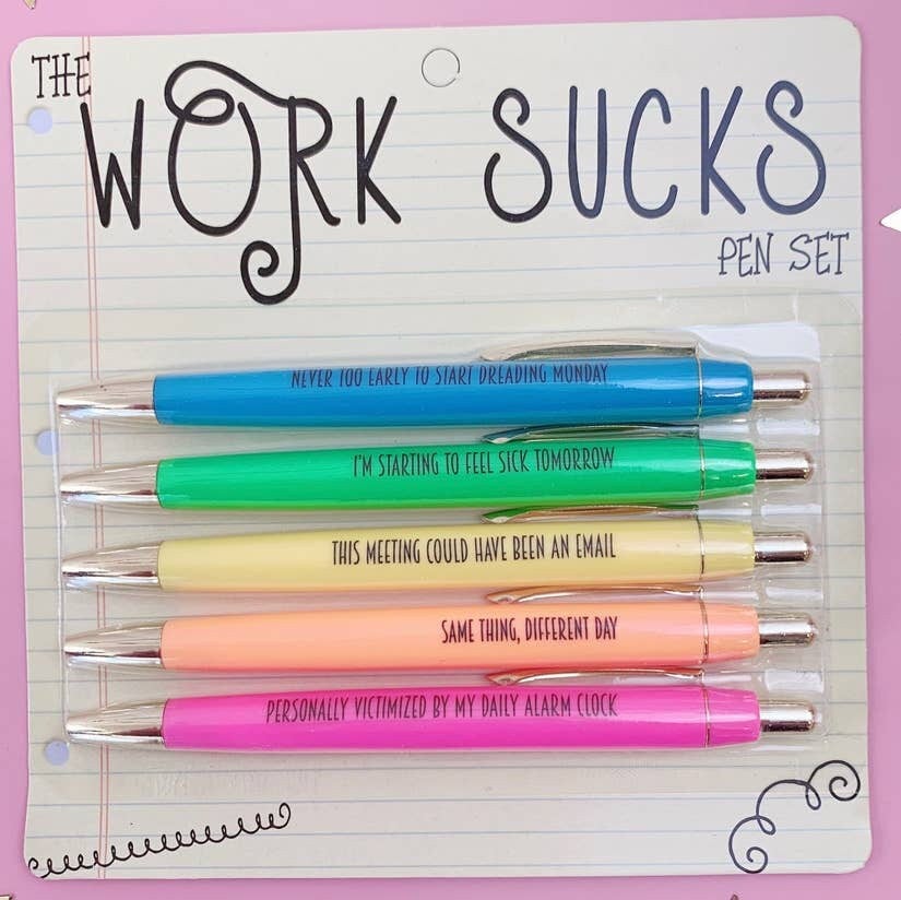 X5 Funny Pens Work Office Colleague Gift Black Ballpoint Pen Rude