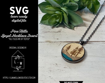 Pine Hills Bezel Necklace Insert Digital Laser Cut SVG File