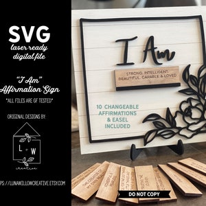 I AM Layered Affirmation Sign Sign Digital Laser Cut SVG File