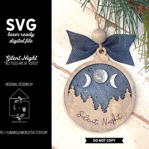 Silent Night Layered SVG Ornament File