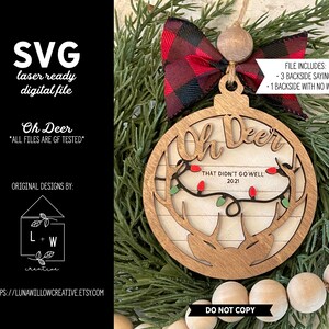 Oh Deer Layered SVG Ornament File - different sayings