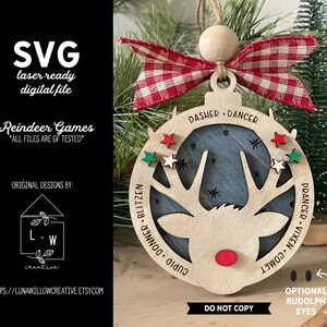 Reindeer Games Layered SVG Ornament File