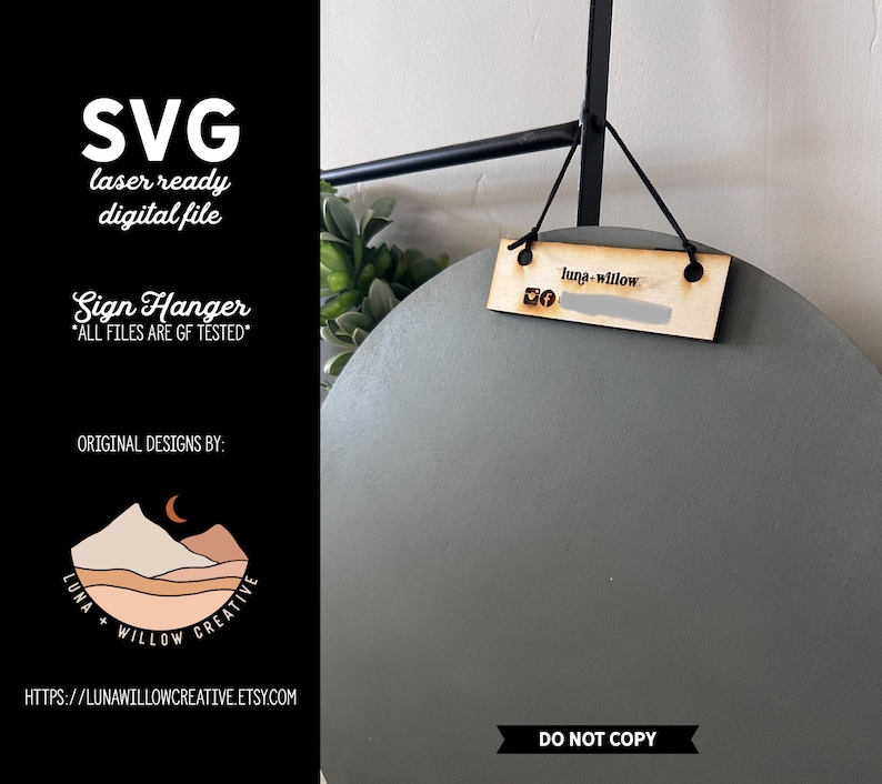 Wood Sign Hanger Laser SVG File Etsy