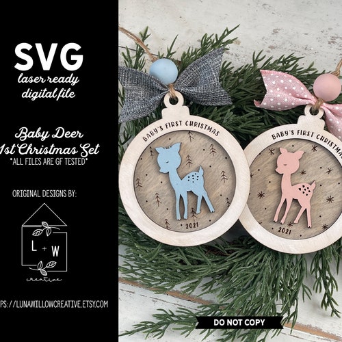 Baby Deer 1st Christmas Layered Ornament SVG Set Etsy