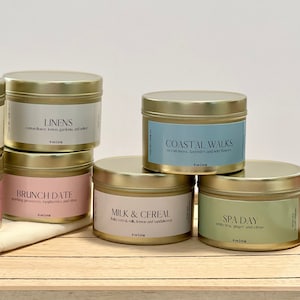 Travel Gold Candle Tin | Coconut Apricot Wax Candles | Wood Wick Candles | Coconut Wax | Scented Candles