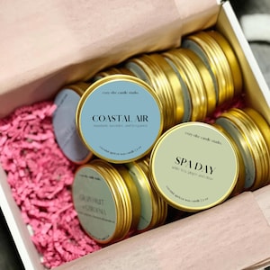 2oz Candle Travel Tins | Coconut Wax Candles | Wood Wicks | Mini Travel Candles | Traveler Candle | Party Favors  | Desk Candles
