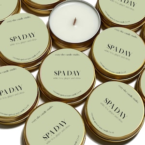 Spa Day Candle | 2oz Gold Candle Tin | Travel Tin | Mini Candles Favors | Gifts for her